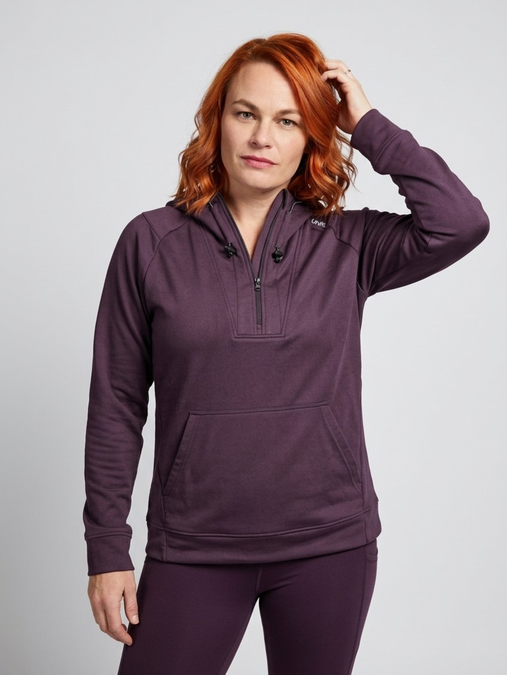 UNRL Women's Quarter-Zip Pullover Hoodie in Plum